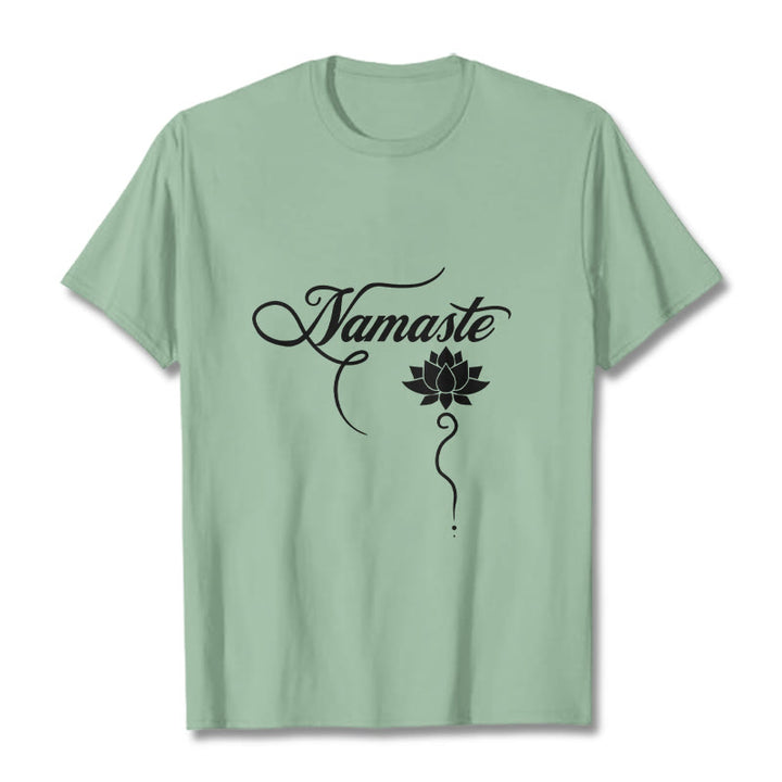Buddha Stones HELLO Hindi Lotus Tee T-shirt - PaleGreen - 2XL - image 15
