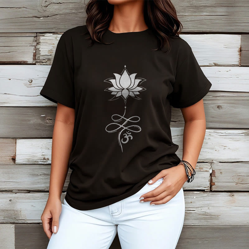 Buddha Stones Lotus OM Sanskrit Tee T-shirt