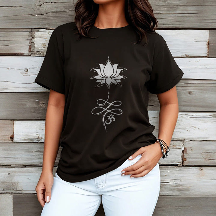 Buddha Stones Lotus OM Sanskrit Tee T-shirt