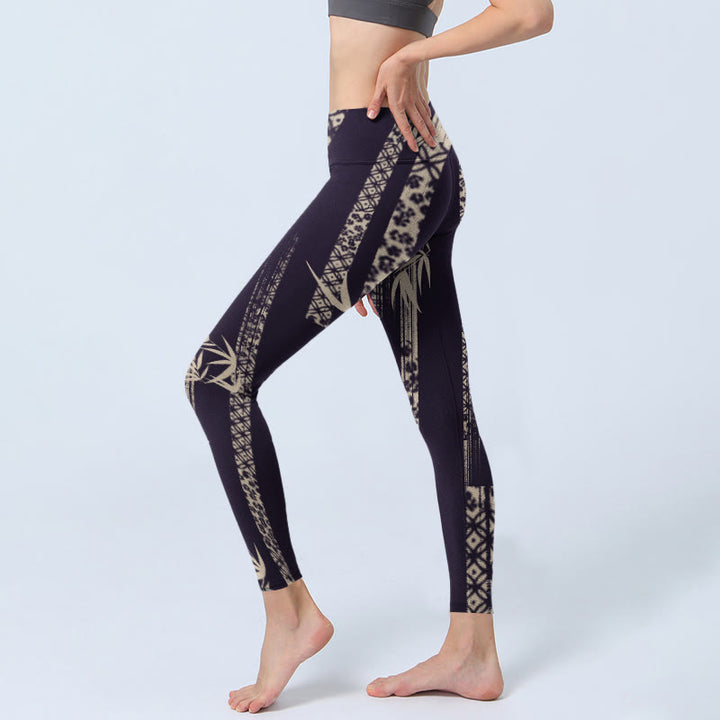 Buddha Stones Bamboo Water Wave Pattern Print Gym Leggings Women's Yoga Pants - image 2