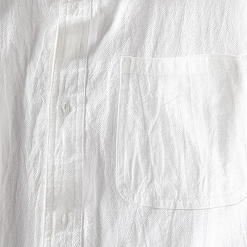 Buddha Stones Vintage Casual Plain Single Breasted Three Quarter Sleeve Men's Cotton Linen Shirt With Pocket - image 9