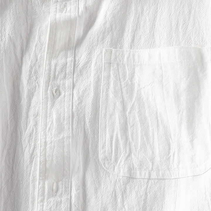 Buddha Stones Vintage Casual Plain Single Breasted Three Quarter Sleeve Men's Cotton Linen Shirt With Pocket - image 9