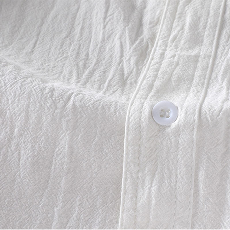 Buddha Stones Vintage Casual Plain Single Breasted Three Quarter Sleeve Men's Cotton Linen Shirt With Pocket - image 11