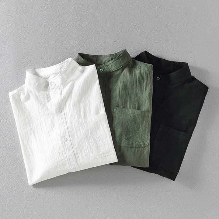 Buddha Stones Vintage Casual Plain Single Breasted Three Quarter Sleeve Men's  Shirt With Pocket - image 16