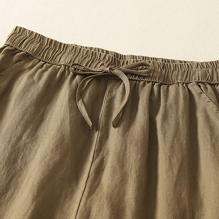 Buddha Stones Summer Plain Casual Frog-Button Women's Cotton Linen Harem Pants With Pockets