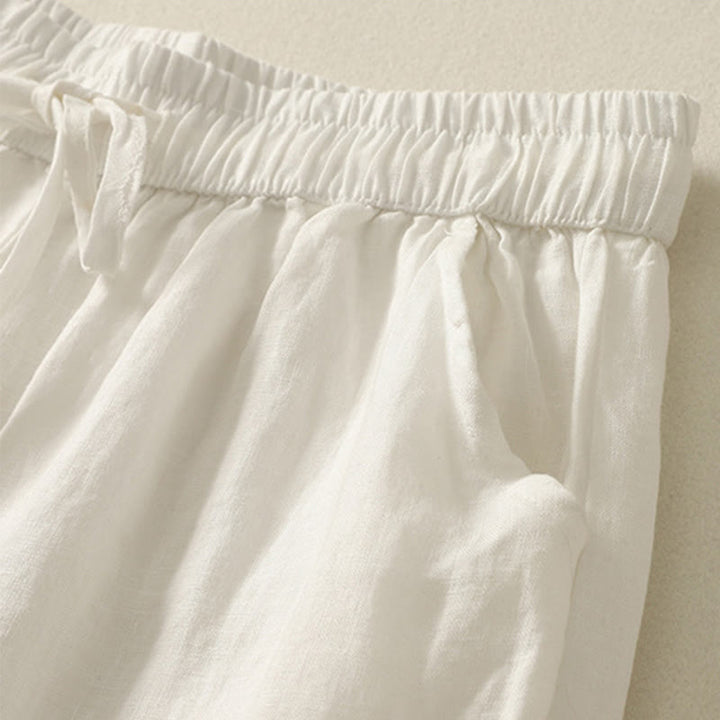 Buddha Stones Summer Plain Casual Frog-Button Women's Cotton Linen Harem Pants With Pockets