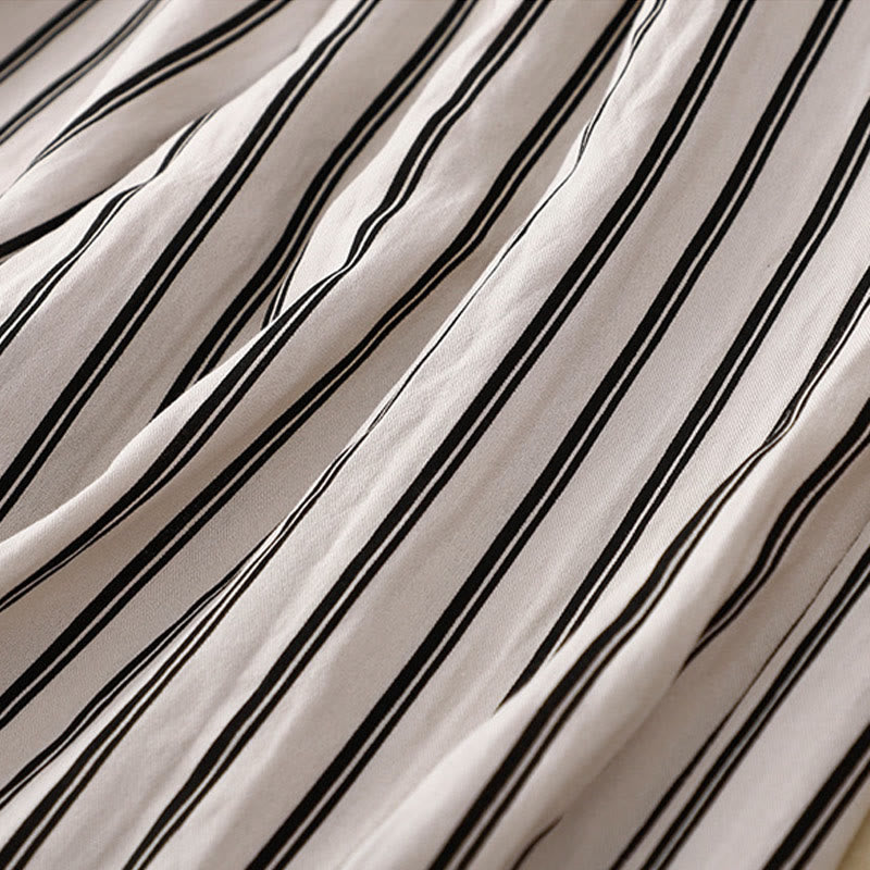 Buddha Stones Casual Acrylic Stripe Lace-up Women's Wide Leg Pants With Pockets - image 9