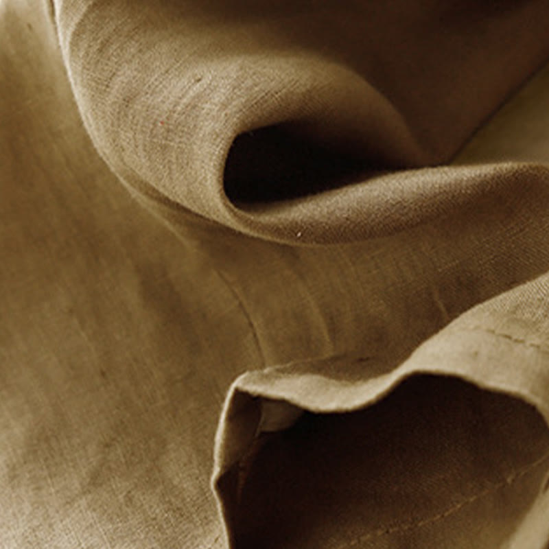 Buddha Stones Summer Plain Casual 7-8 Length Buttons Women's Cotton Linen Harem Pants With Pockets - image 4