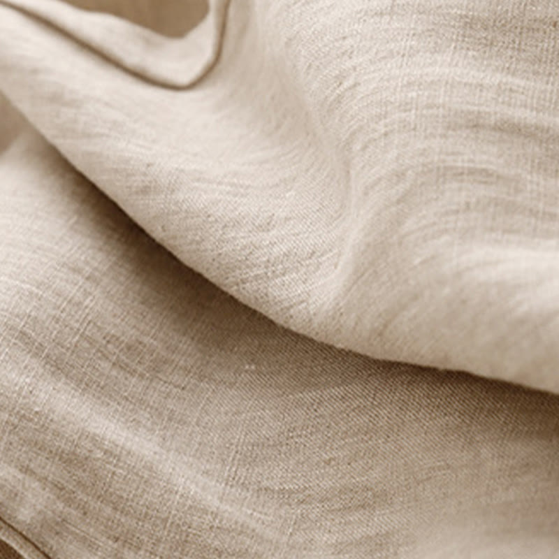 Buddha Stones Summer Plain Casual 7-8 Length Buttons Women's Cotton Linen Harem Pants With Pockets