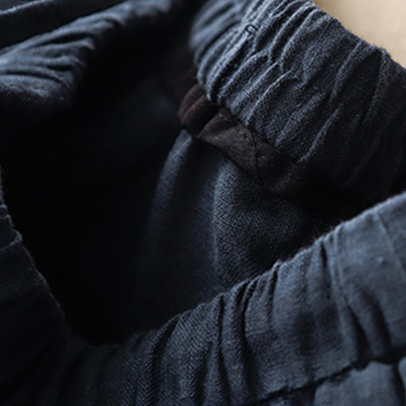 Buddha Stones Summer Plain Casual 7-8 Length Lace-up Women's Cotton Linen Harem Pants With Pockets - image 15