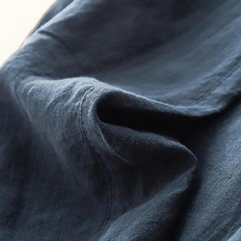 Buddha Stones Summer Plain Casual 7-8 Length Lace-up Women's Cotton Linen Harem Pants With Pockets - image 16