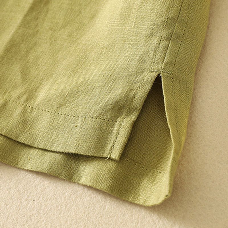 Buddha Stones Summer Casual Plain Women's V-neck Design Half Sleeve Cotton T-shirt - image 4