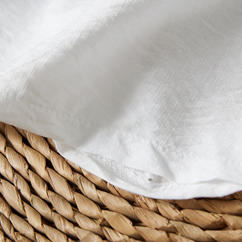 Buddha Stones Casual Women's Flowers Embroidery Pattern Frog-button Slanted Collar Design Three Quarter Sleeve Cotton Linen Shirt - image 4