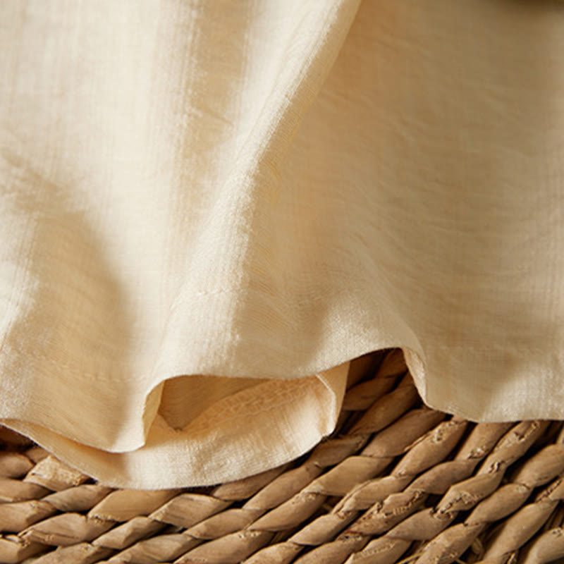 Buddha Stones Casual Women's Flowers Embroidery Pattern Frog-button Slanted Collar Design Three Quarter Sleeve Cotton Linen Shirt - image 10