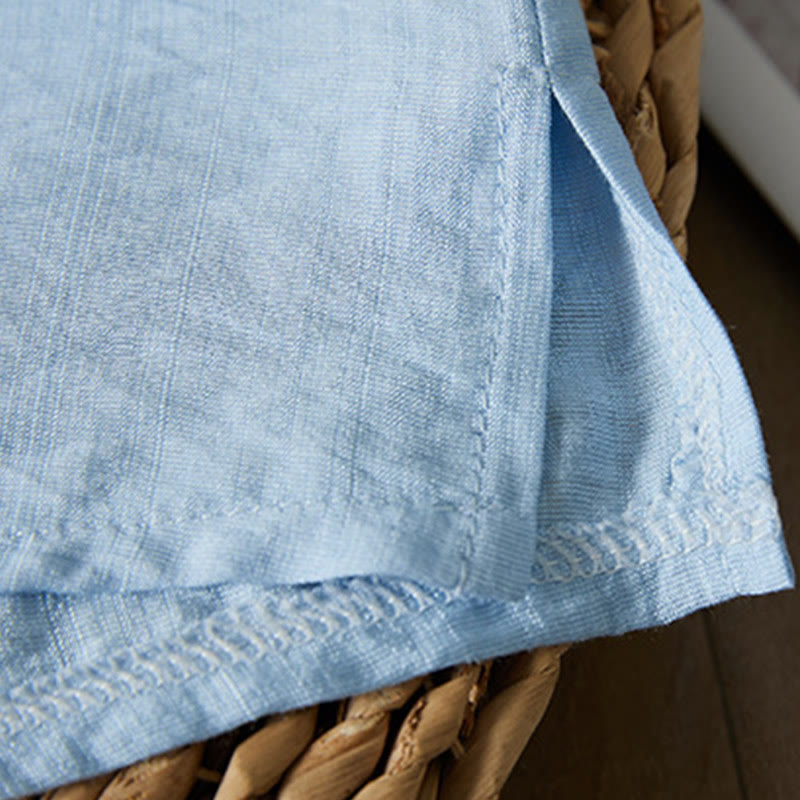 Buddha Stones Casual Women's Flowers Embroidery Pattern Frog-button Slanted Collar Design Three Quarter Sleeve Cotton Linen Shirt - image 14