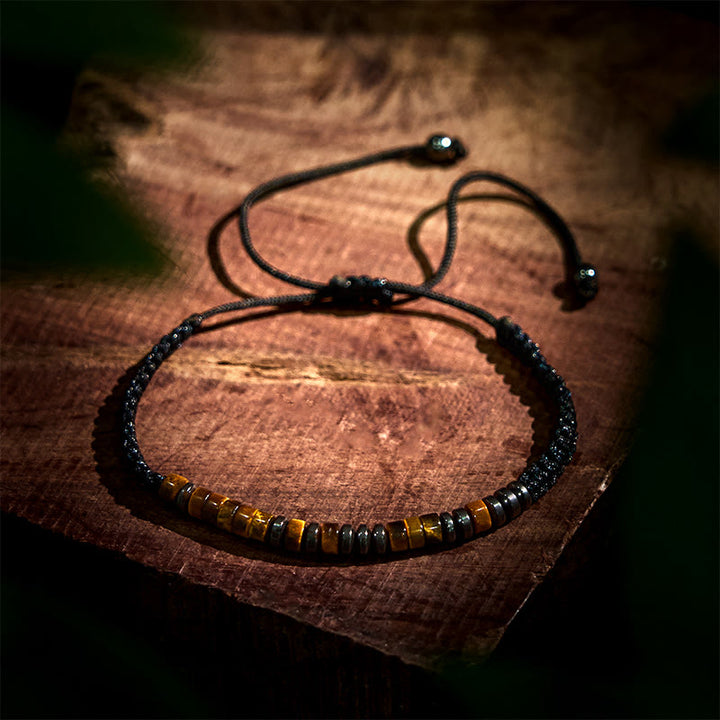 Buddha Stones 3Pcs Tiger Eye Lava Rock Protection Bracelet Set - image 6