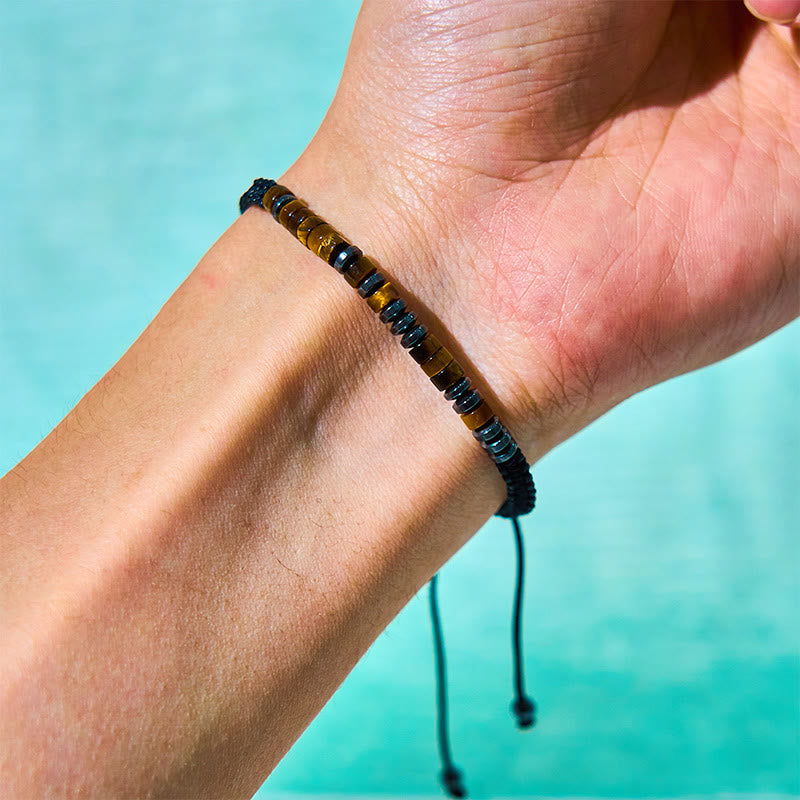 Buddha Stones 3Pcs Tiger Eye Lava Rock Protection Bracelet Set - image 3