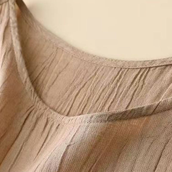 Buddha Stones Casual Plain Handmade Drawstring Waist Midi Dress Acrylic Sleeveless Dress With Pockets - image 2