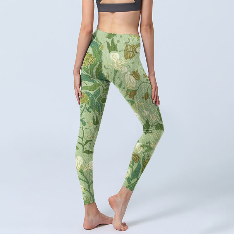Buddha Stones Various Flower Leaves Pattern Print Gym Leggings Women's Yoga Pants - image 3