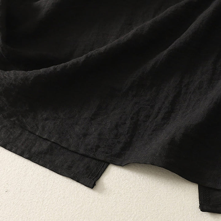 Buddha Stones Casual Stitching Color Handmade Button Design Midi Dress Polyester Sleeveless Dress With Pockets - image 4