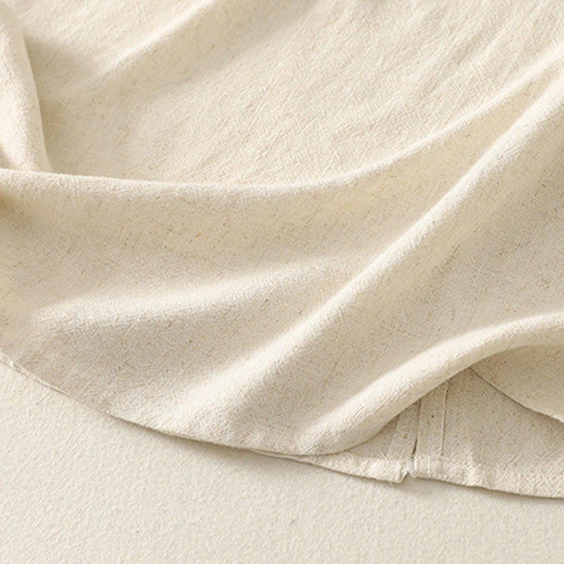 Buddha Stones Casual Stitching Color Handmade Button Design Midi Dress Polyester Sleeveless Dress With Pockets - image 12