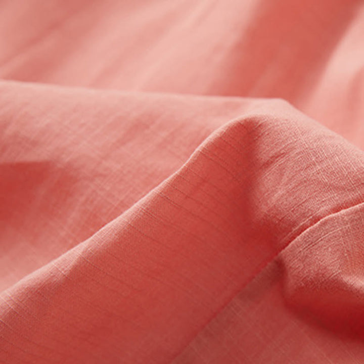 Buddha Stones Summer Casual Stitching Color Lace-up Design V-Neck Short Sleeve Midi Dress - image 5