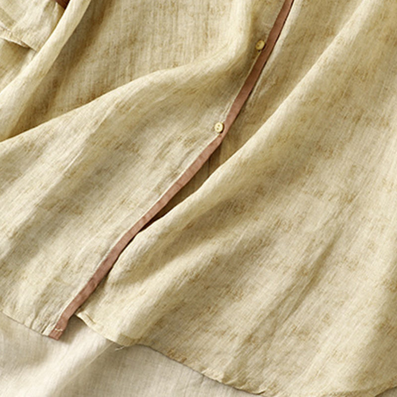 Buddha Stones Summer Casual Embroidered Stand Collar Design Three Quarter Sleeve Acrylic Midi Dress - image 14