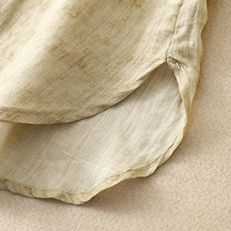 Buddha Stones Summer Casual Embroidered Stand Collar Design Three Quarter Sleeve Acrylic Midi Dress - image 17