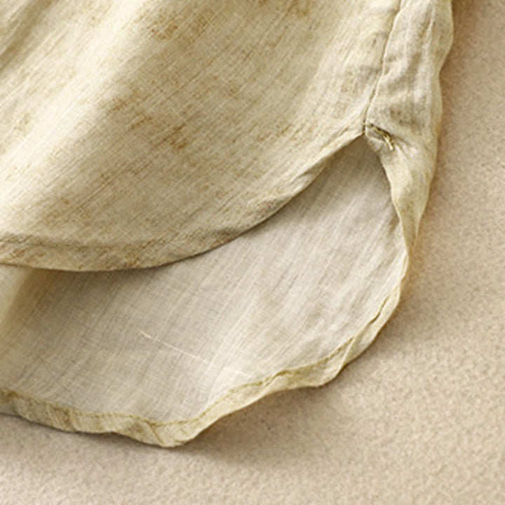 Buddha Stones Summer Casual Embroidered Stand Collar Design Three Quarter Sleeve Acrylic Midi Dress - image 17