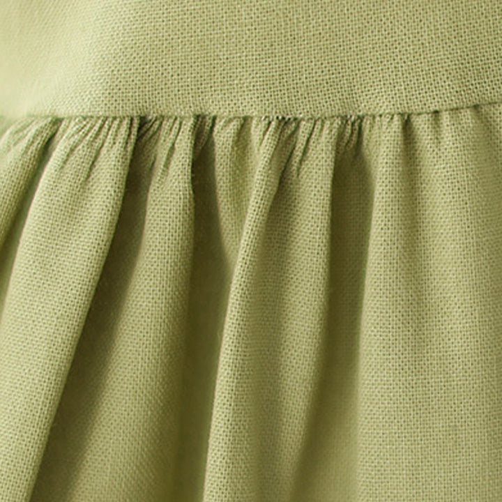 Buddha Stones Summer Casual Plain Buttons Stand Collar Design Three Quarter Sleeve Acrylic Cardigan Midi Dress With Pockets - image 9