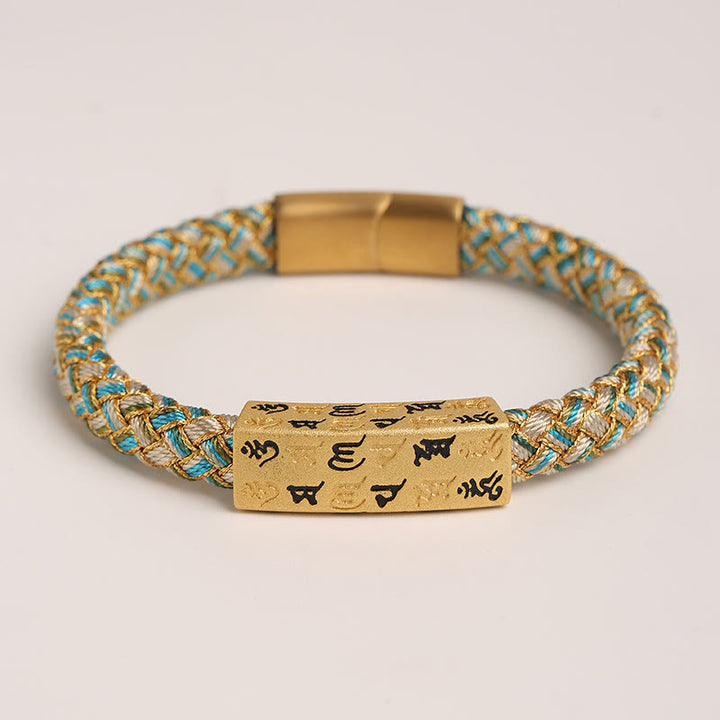Buddha Stones Tibetan Om Mani Padme Hum Various Colors Rope Gold Thread Diamond Knot Luck Buckle Bracelet