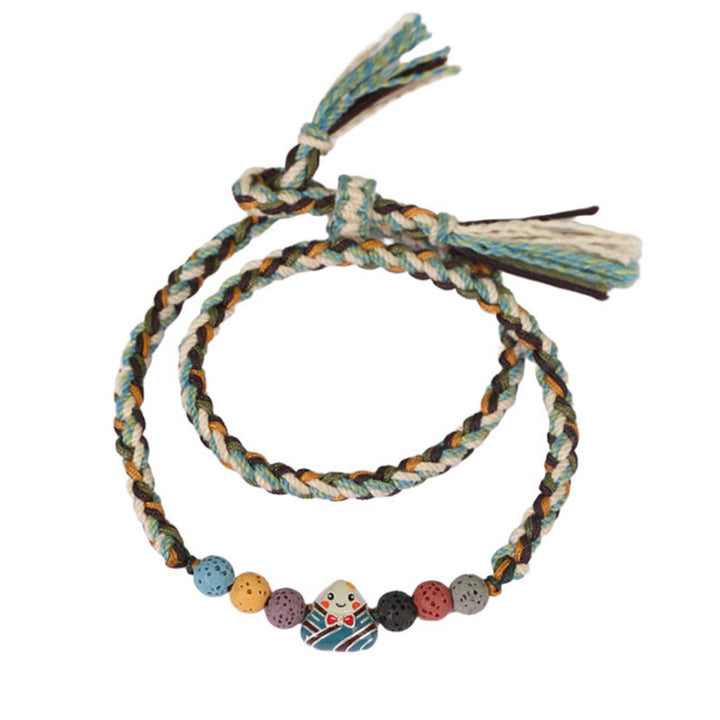 Buddha Stones Dragon Boat Festival Colorful Rope Lava Rock Fu Character Rice Dumplings Luck Braided Bracelet