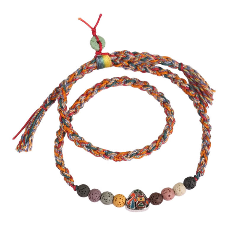 Buddha Stones Dragon Boat Festival Colorful Rope Lava Rock Fu Character Rice Dumplings Luck Braided Bracelet