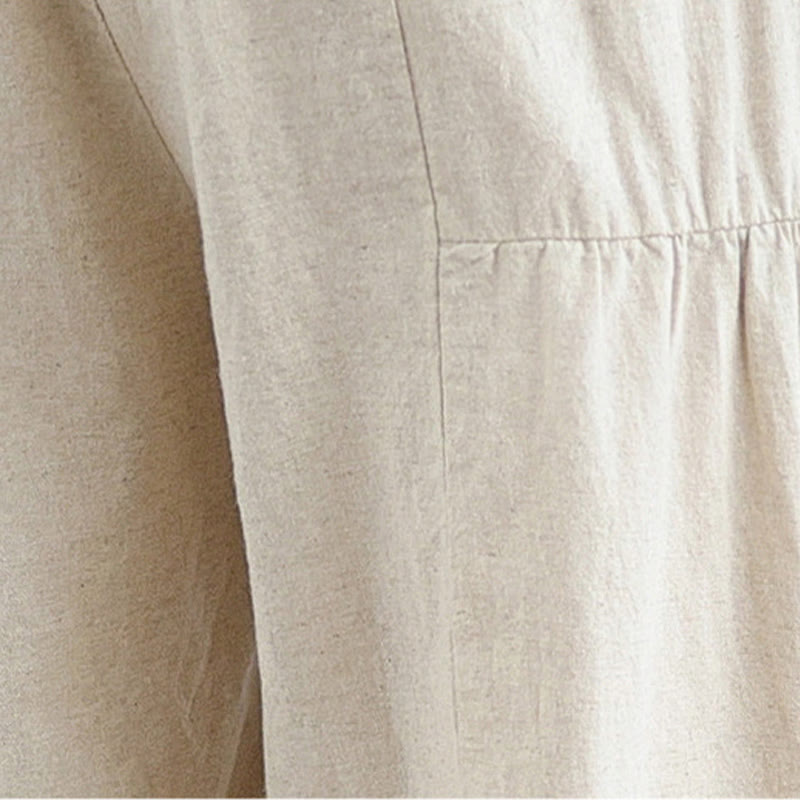 Buddha Stones Casual Plain Lace Splicing Cotton Women's Cropped Wide Leg Pants With Pockets - image 8