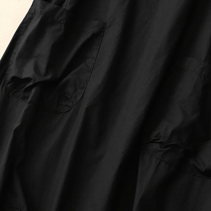 Buddha Stones Summer Plain Crew Neck Simple Short Sleeve Design Midi Dress With Pockets - image 11