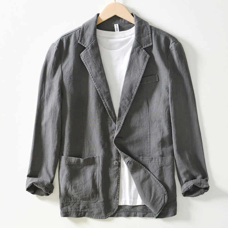 Buddha Stones Long Sleeve Button Placket Design Men's Cotton Linen Jacket Shirt With Pockets - SlateGray - US/UK/AU44，EU54 (4XL) - image 27