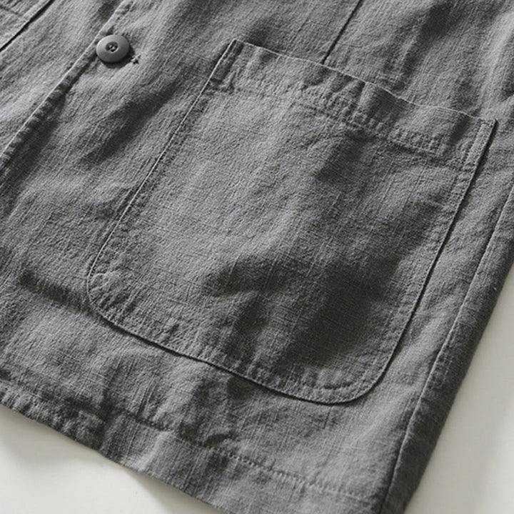 Buddha Stones Long Sleeve Button Placket Design Men's Cotton Linen Jacket Shirt With Pockets - image 29