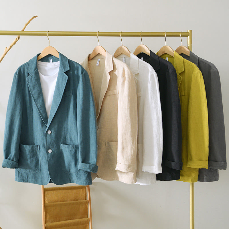 Buddha Stones Long Sleeve Button Placket Design Men's Cotton Linen Jacket Shirt With Pockets - image 31