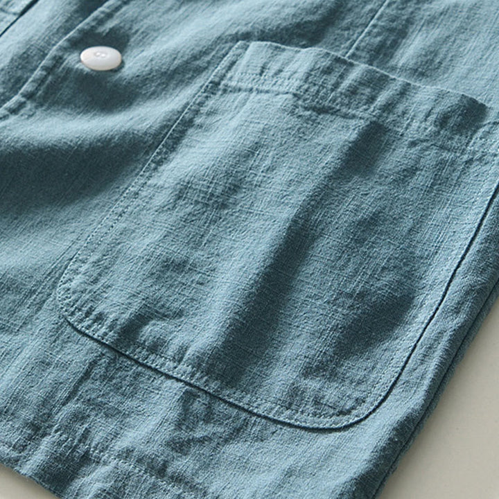 Buddha Stones Long Sleeve Button Placket Design Men's Cotton Linen Jacket Shirt With Pockets - image 2