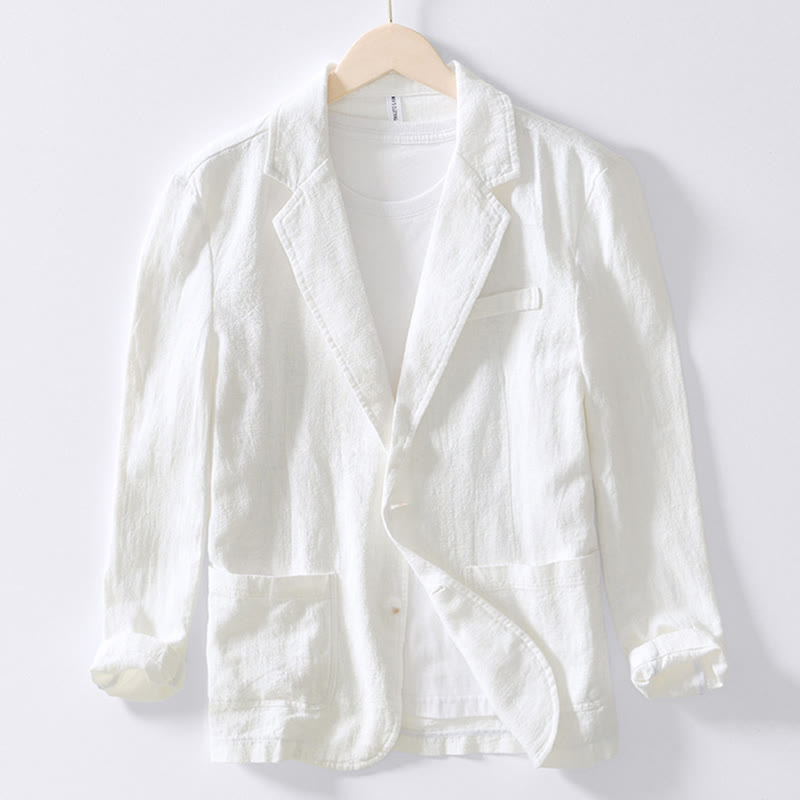 Buddha Stones Long Sleeve Button Placket Design Men's Cotton Linen Jacket Shirt With Pockets - White - US/UK/AU44，EU54 (4XL) - image 5