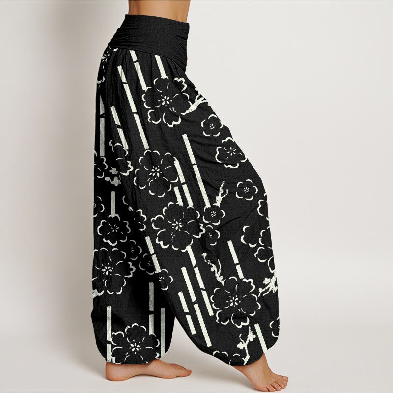 Buddha Stones Floral Lines Pattern Design Women's Elastic Waist Harem Pants - image 7
