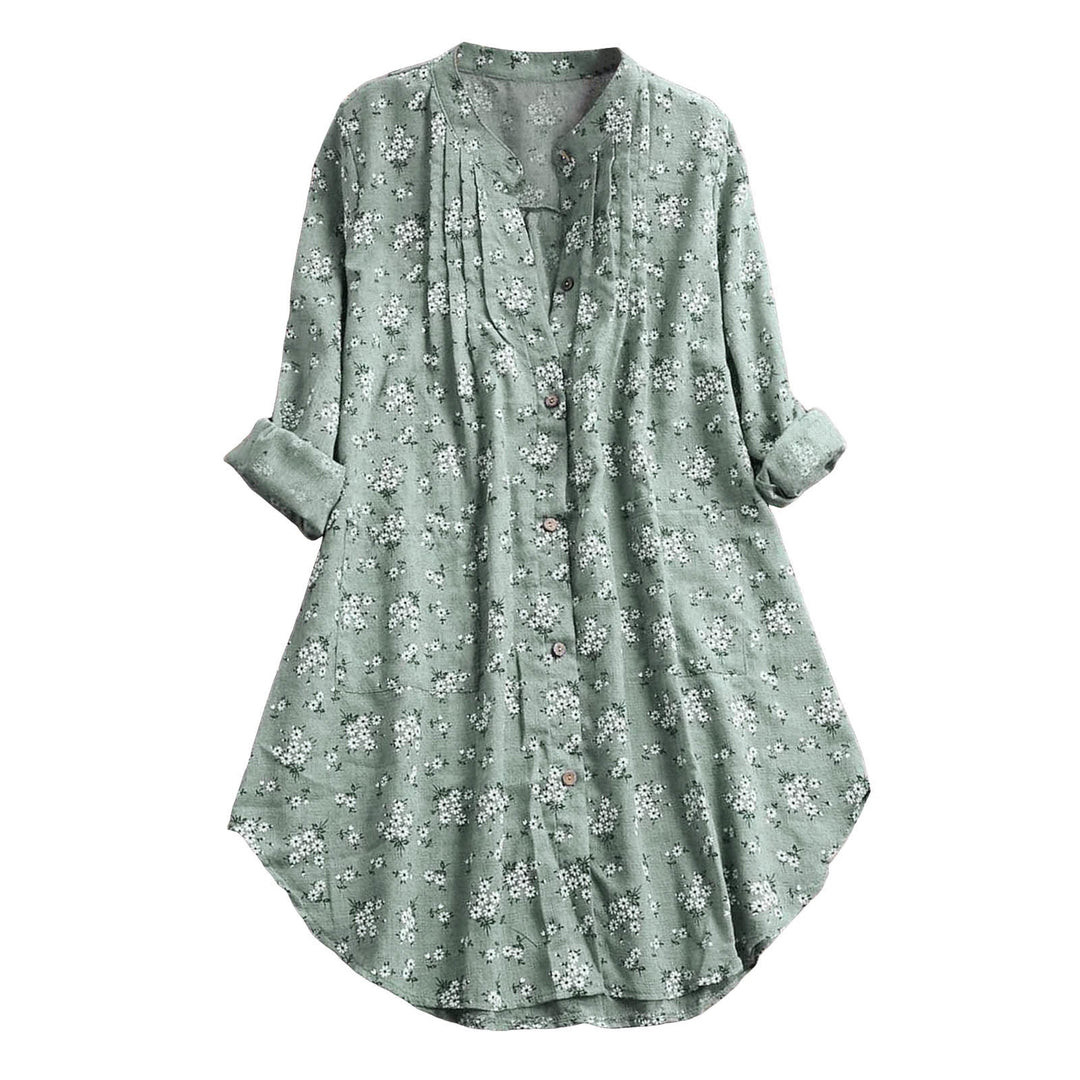 Buddha Stones Florals Buttons Long Sleeve Cotton Women's Shirt - image 2