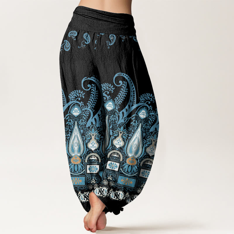 Buddha Stones Paisley Floral Pattern Women's Elastic Waist Harem Pants - image 2