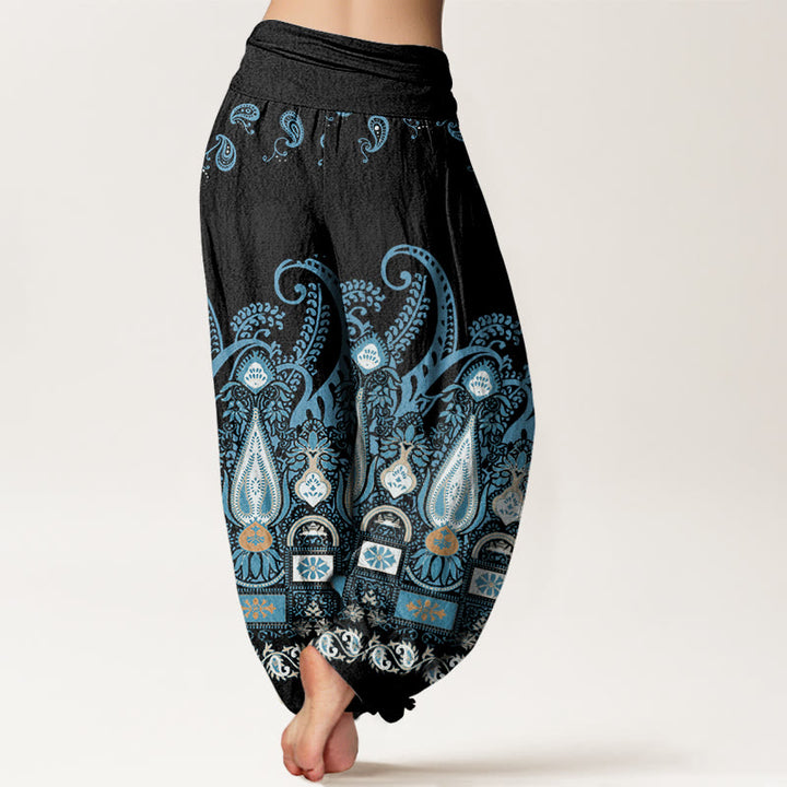 Buddha Stones Paisley Floral Pattern Women's Elastic Waist Harem Pants - image 2