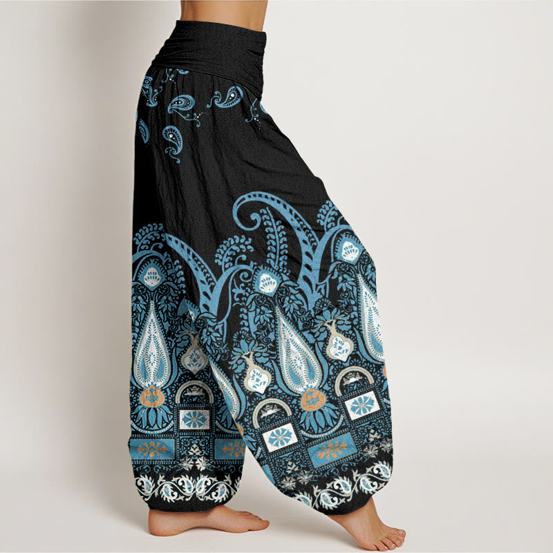 Buddha Stones Paisley Floral Pattern Women's Elastic Waist Harem Pants - image 3