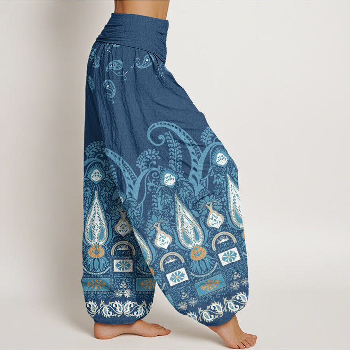 Buddha Stones Paisley Floral Pattern Women's Elastic Waist Harem Pants - image 10