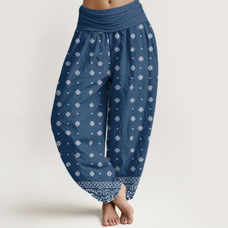 Buddha Stones Paisley Geometric Pattern Women's Elastic Waist Harem Pants - SteelBlue - US22，UK/AU26，EU54 (6XL) - image 5