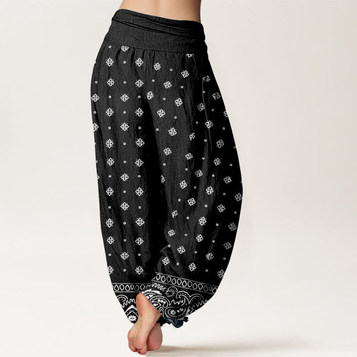 Buddha Stones Paisley Geometric Pattern Women's Elastic Waist Harem Pants - image 9