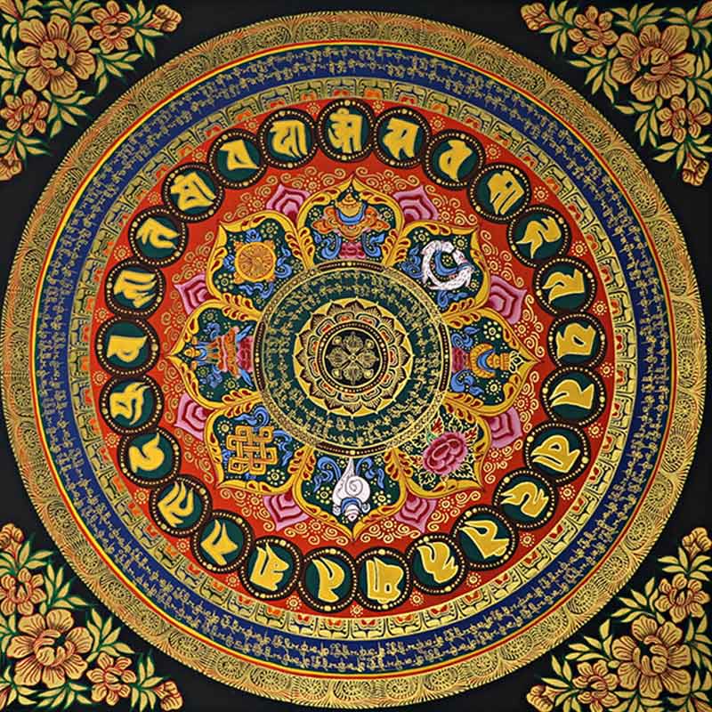 Buddha Stones Tibetan Thangka Painting Om Mani Padme Hum Scripture Handmade Decoration(Random Style) - image 0
