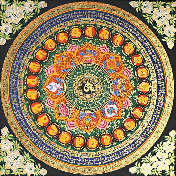 Buddha Stones Tibetan Thangka Painting Om Mani Padme Hum Scripture Handmade Decoration(Random Style)